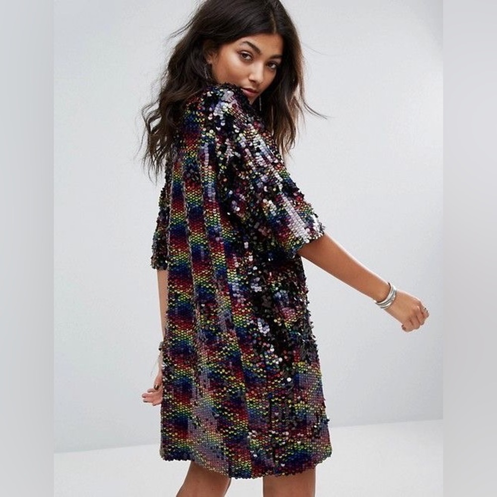 RAGYARD Rainbow Flip Sequin Dress S